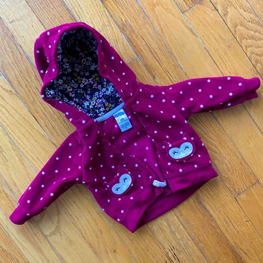 Baby Girl Owl Zip-Up Hoodie Sweater Jacket